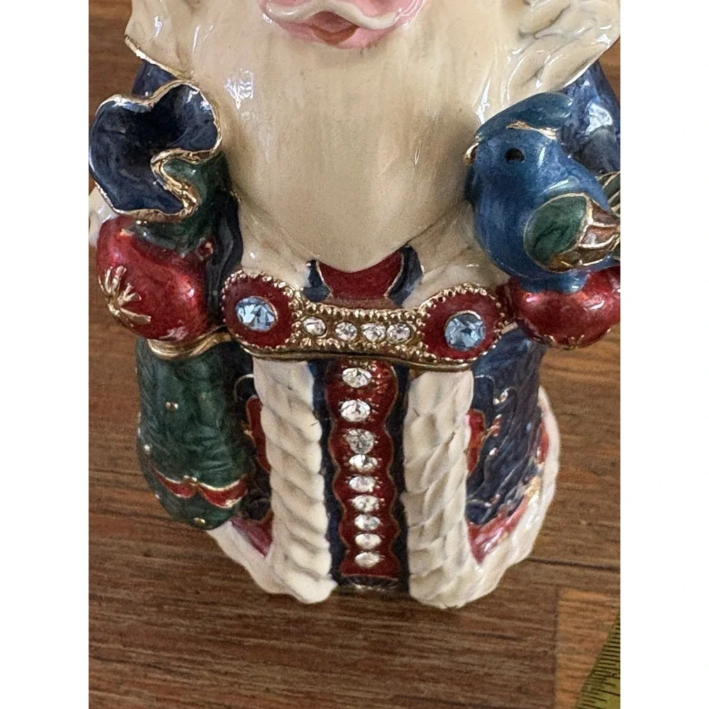 Santa Clause Trinket Box‎ Enamel With Swarovski Crystals Multicolor Jeweled